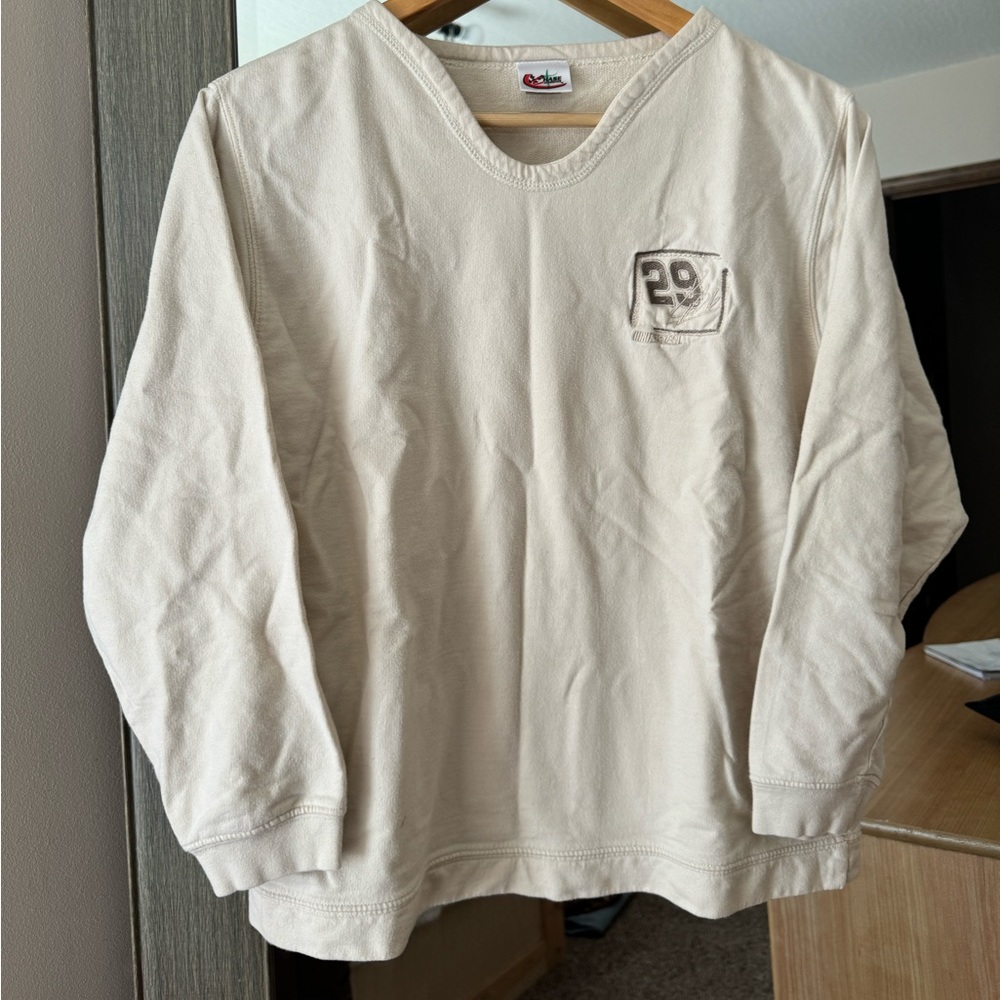 Chase Authentics (XS-S) Y2K Vintage Dale Earnhardt V-Neck Sweatshirt Beige tan
